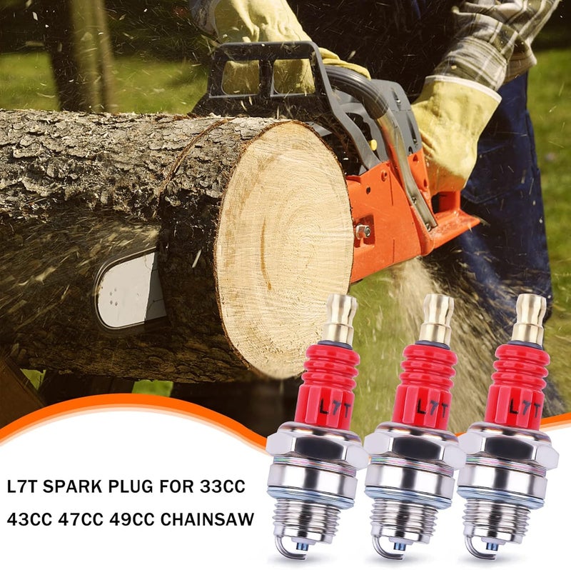 Atunee 3 Pack L7T Spark Plug for 2-Stroke Small Engine for Husqvarna 33cc 43cc 47cc 49cc Chainsaw Trimmer Lawn Mower Chainsaw Trimmer Blower - Image 2